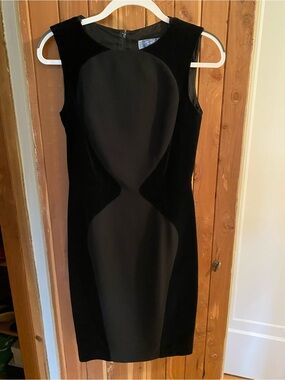 Thierry Mugler 90s Black Sculpted Velvet Sheath Dress